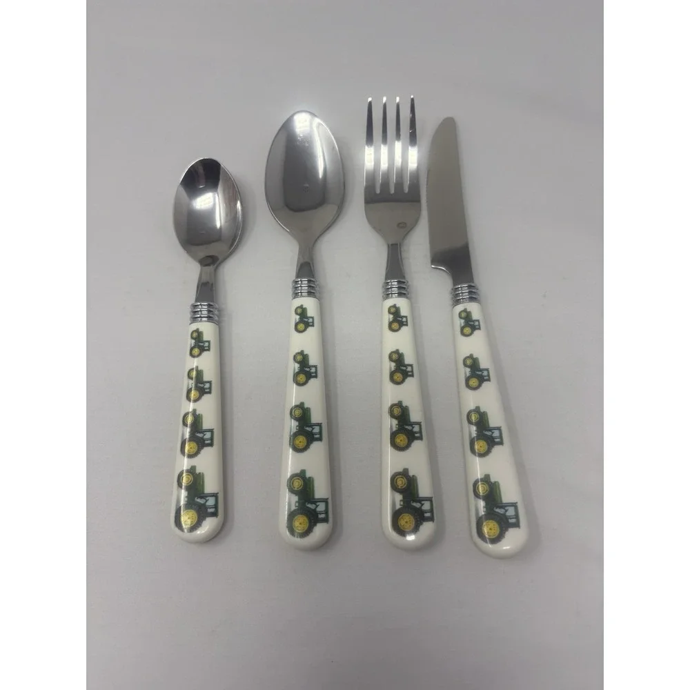 Flatware John Deere Tractor Gibson Dinner Knife 2-Spoons Fork 4-Pc Replacement